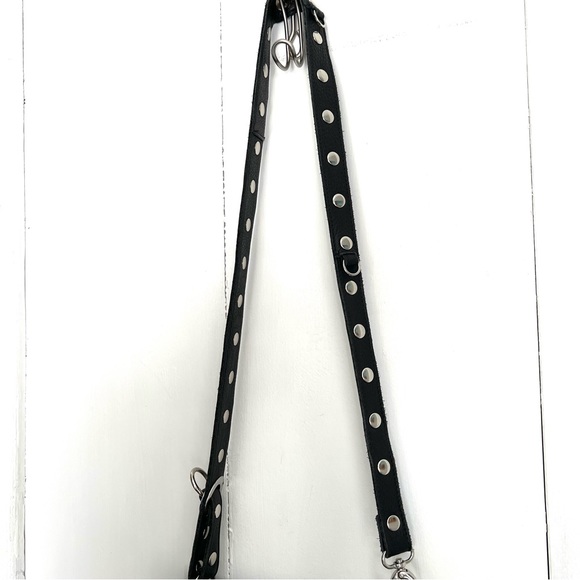 Hammitt Montana Large Black Pebbled Leather Silver Stud Grommets Crossbody Bag - Picture 3 of 8